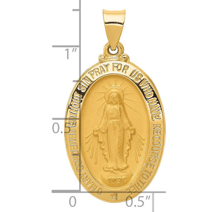 14K Gelbgold 14K Poliert und Satiniert Wundertätig Medaille Hohl Anhänger