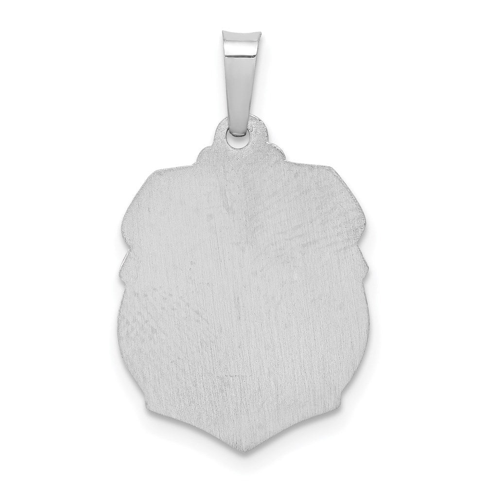14K Weißgold 14K Weißgold Poliert und Satiniert St Michael Medaille Hohl Anhänger