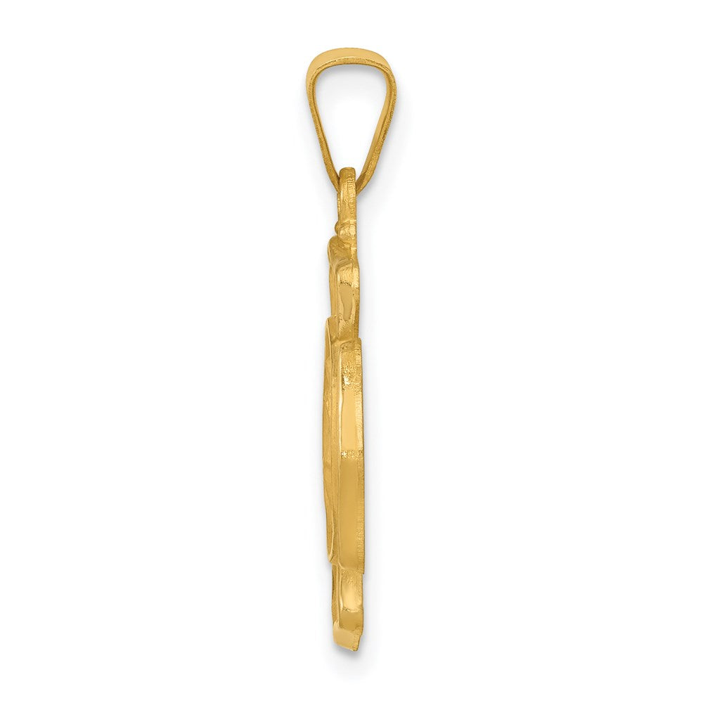 14K Gelbgold 14K Poliert und Satiniert St Florian Abzeichen Medaille Hohl Anhänger