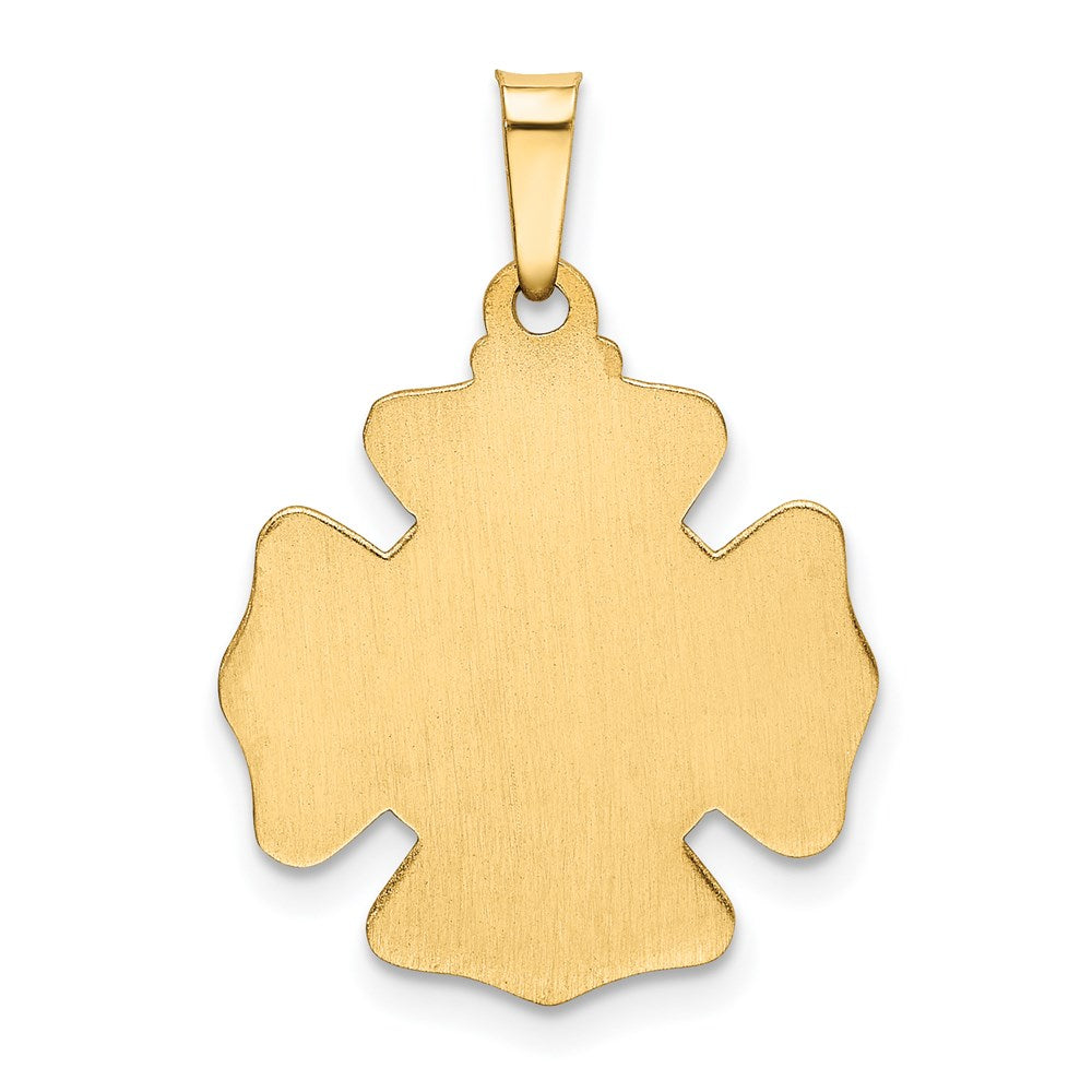 14K Gelbgold 14K Poliert und Satiniert St Florian Abzeichen Medaille Hohl Anhänger