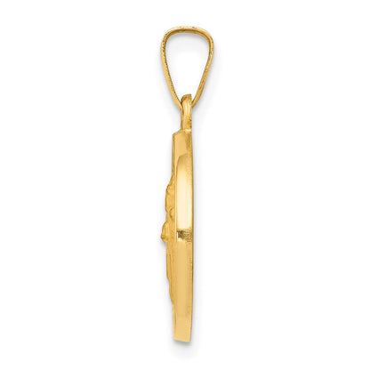 14K Gelbgold 14K Poliert und Satiniert St Patrick Medaille Hohl Anhänger
