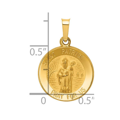 14K Gelbgold 14K Poliert und Satiniert St Patrick Medaille Hohl Anhänger