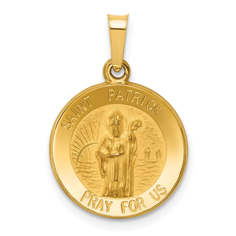 14K Gelbgold 14K Poliert und Satiniert St Patrick Medaille Hohl Anhänger