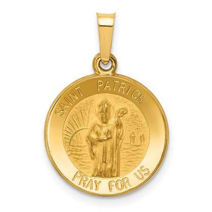 14K Gelbgold 14K Poliert und Satiniert St Patrick Medaille Hohl Anhänger