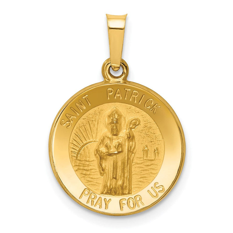 14K Gelbgold 14K Poliert und Satiniert St Patrick Medaille Hohl Anhänger
