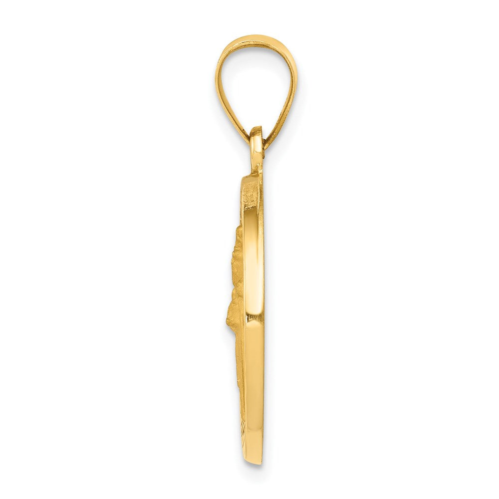 14K Gelbgold 14K Poliert und Satiniert St Patrick Medaille Hohl Anhänger