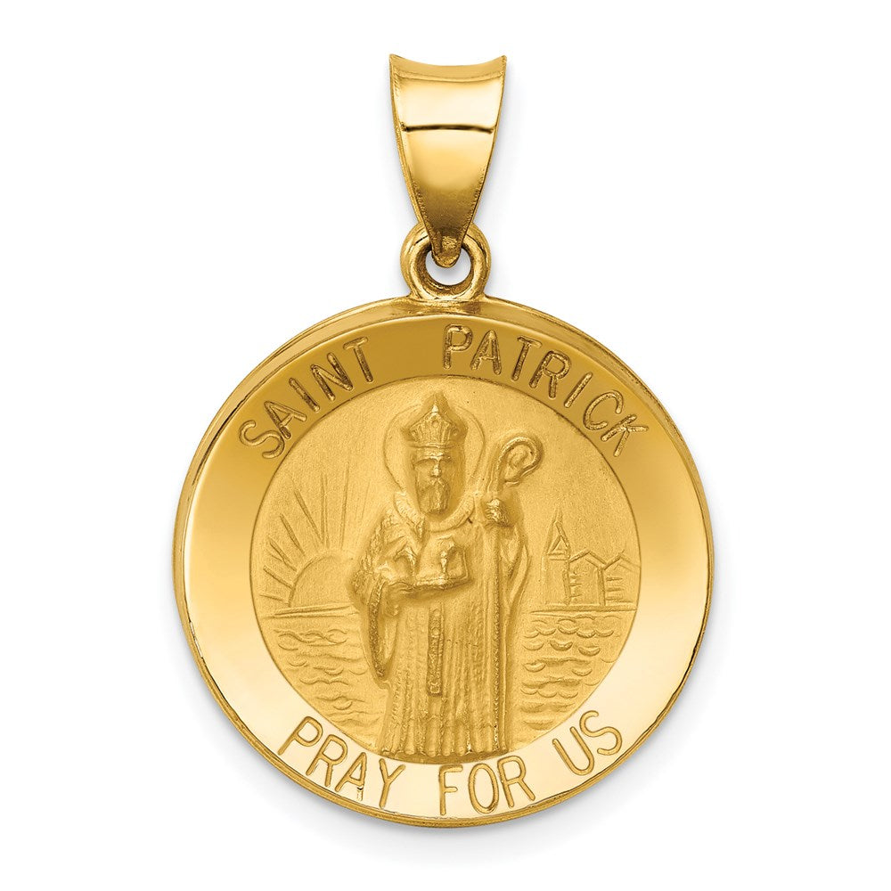 14K Gelbgold 14K Poliert und Satiniert St Patrick Medaille Hohl Anhänger