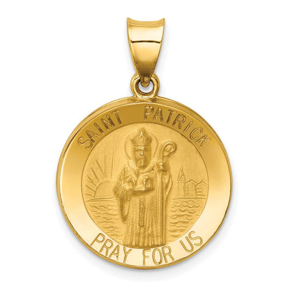 14K Gelbgold 14K Poliert und Satiniert St Patrick Medaille Hohl Anhänger
