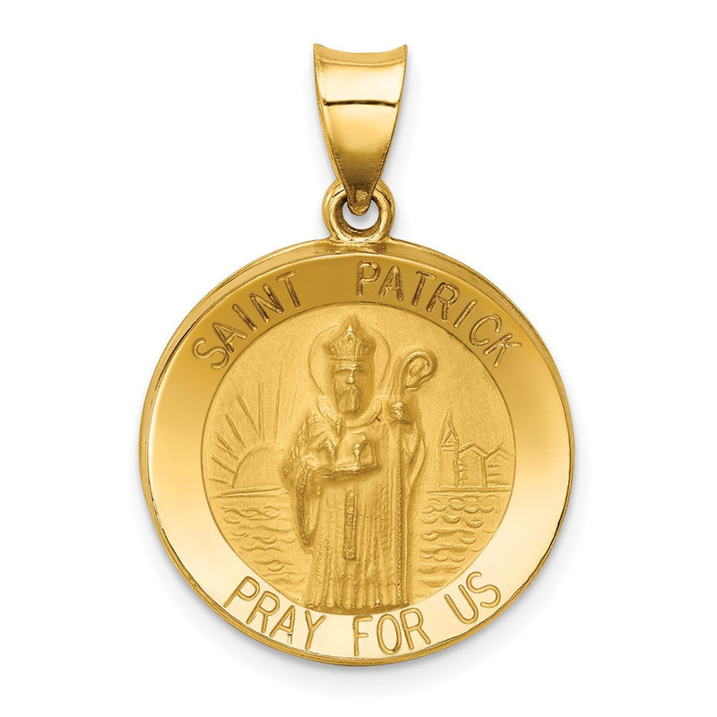 14K Gelbgold 14K Poliert und Satiniert St Patrick Medaille Hohl Anhänger