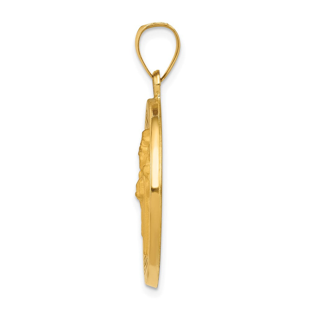 14K Gelbgold 14K Poliert und Satiniert St Patrick Medaille Hohl Anhänger