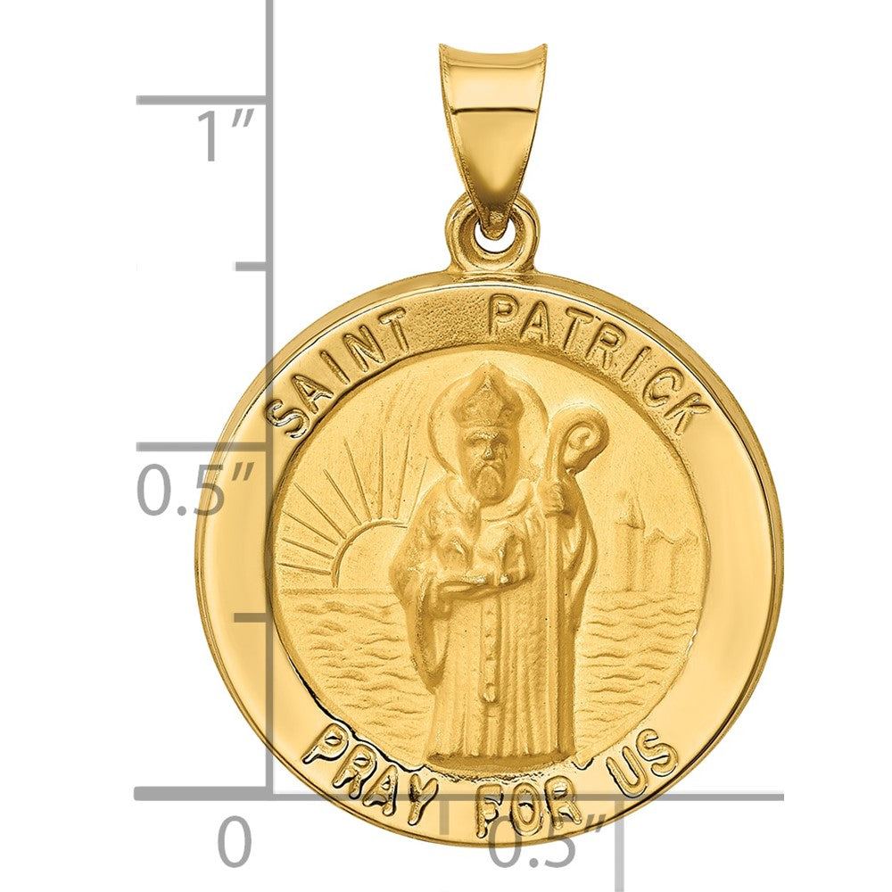 14K Gelbgold 14K Poliert und Satiniert St Patrick Medaille Hohl Anhänger