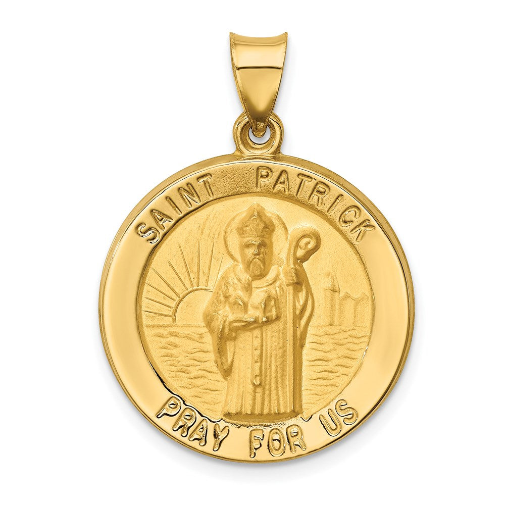 14K Gelbgold 14K Poliert und Satiniert St Patrick Medaille Hohl Anhänger