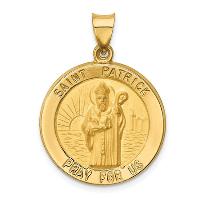 14K Gelbgold 14K Poliert und Satiniert St Patrick Medaille Hohl Anhänger