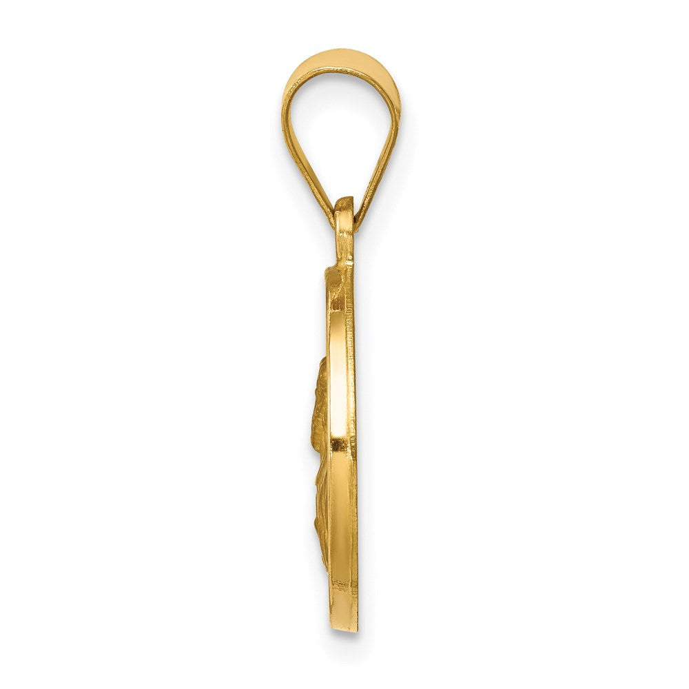 14K Gelbgold Poliert und Satiniert St Paul Medaille Hohl Anhänger