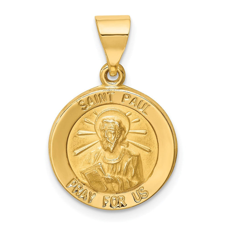14K Gelbgold Poliert und Satiniert St Paul Medaille Hohl Anhänger
