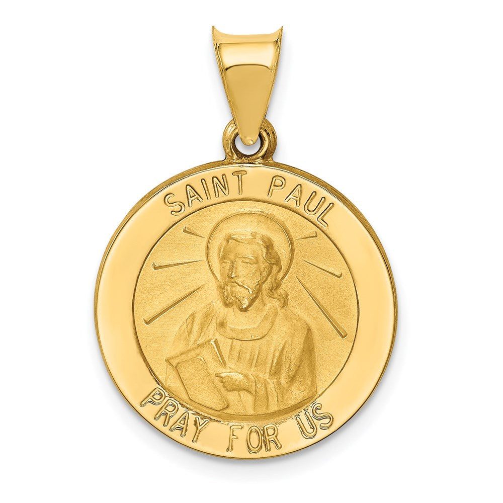 14K Gelbgold 14K Poliert und Satiniert St Paul Medaille Hohl Anhänger