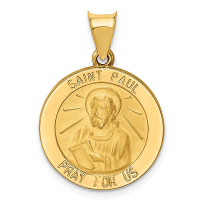 14K Gelbgold 14K Poliert und Satiniert St Paul Medaille Hohl Anhänger