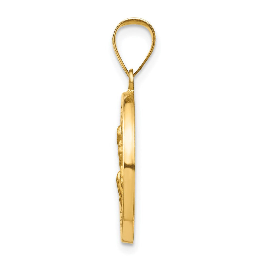 14K Gelbgold 14K Poliert und Satiniert St Peregrine Medaille Hohl Anhänger