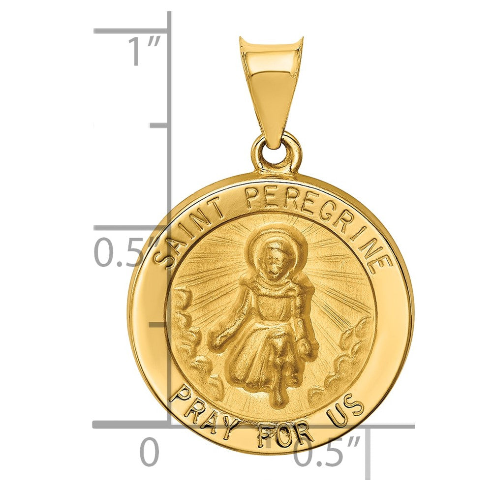 14K Gelbgold 14K Poliert und Satiniert St Peregrine Medaille Hohl Anhänger
