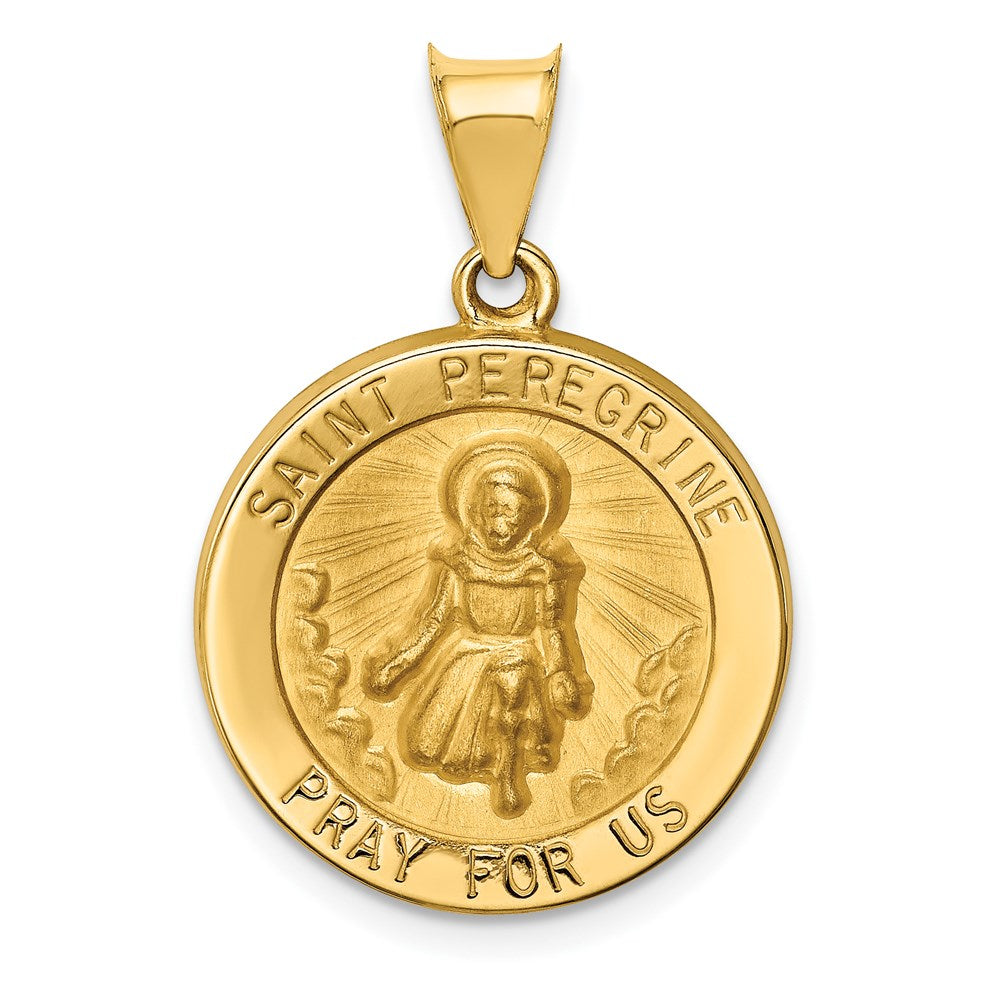 14K Gelbgold 14K Poliert und Satiniert St Peregrine Medaille Hohl Anhänger