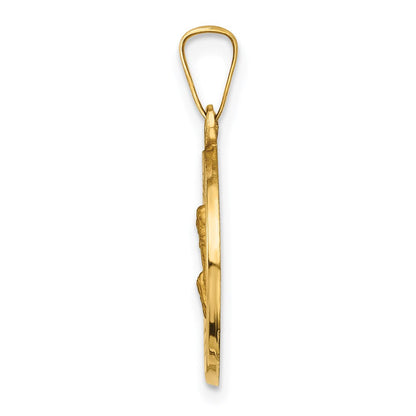 14K Gelbgold 14K Poliert und Satiniert St Peregrine Medaille Hohl Anhänger