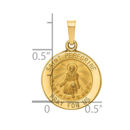 14K Gelbgold 14K Poliert und Satiniert St Peregrine Medaille Hohl Anhänger