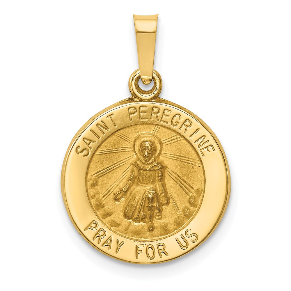 14K Gelbgold 14K Poliert und Satiniert St Peregrine Medaille Hohl Anhänger