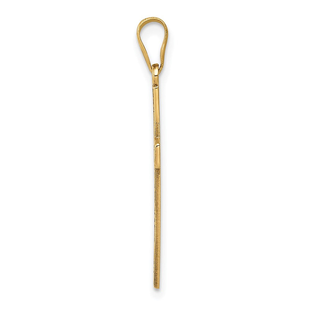 14K Gelbgold 14K Geätzt Blumen Kreuz Anhänger
