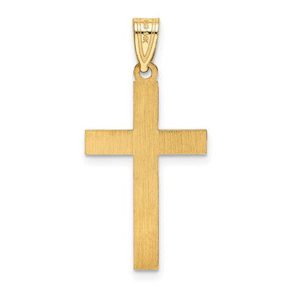 14K Gelbgold 14K Geätzt Blumen Kreuz Anhänger