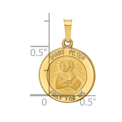 14K Gelbgold 14K Poliert und Satiniert St Peter Medaille Hohl Anhänger