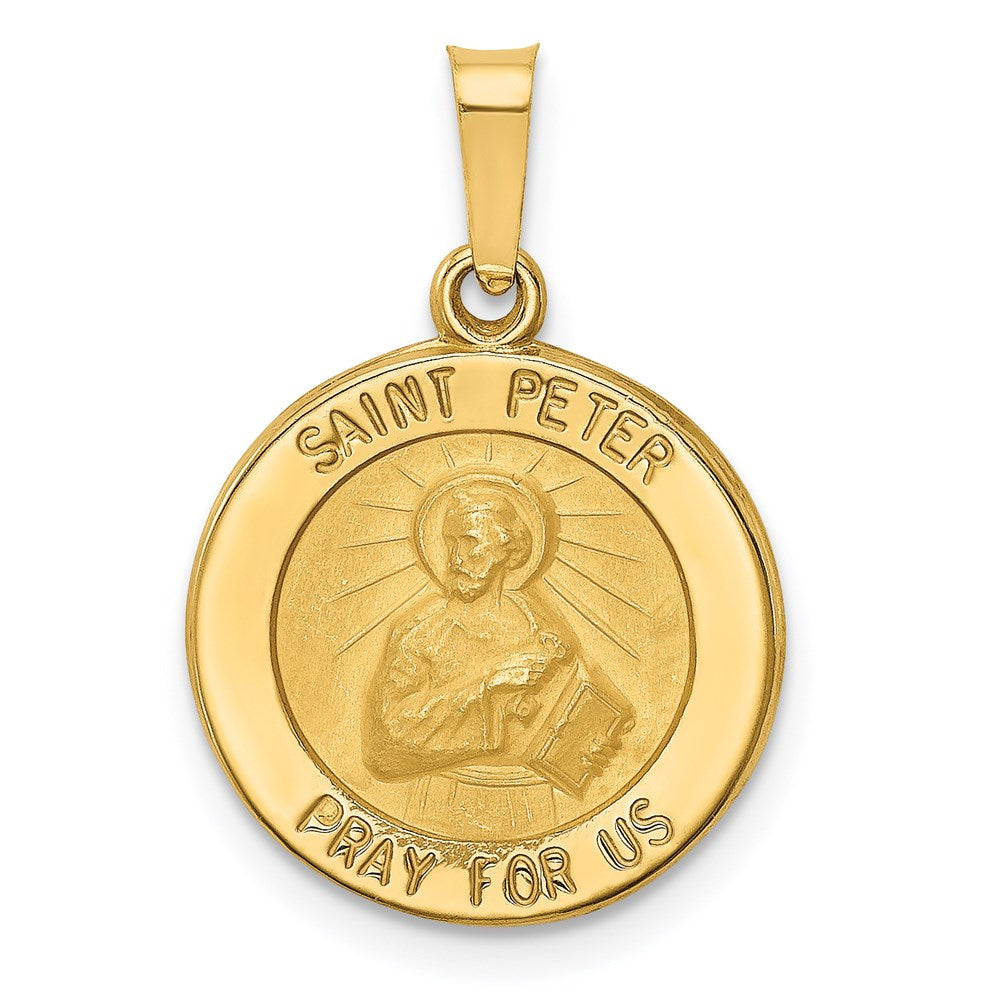 14K Gelbgold 14K Poliert und Satiniert St Peter Medaille Hohl Anhänger