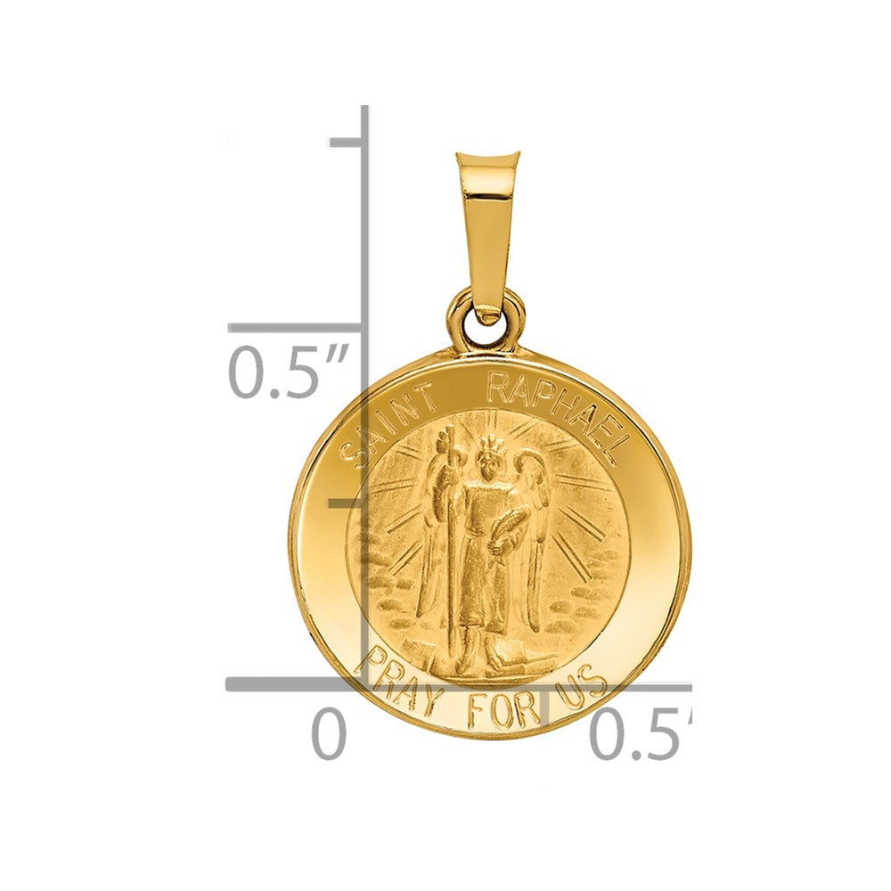 14K Gelbgold 14K Poliert und Satiniert St Raphael Medaille Hohl Anhänger