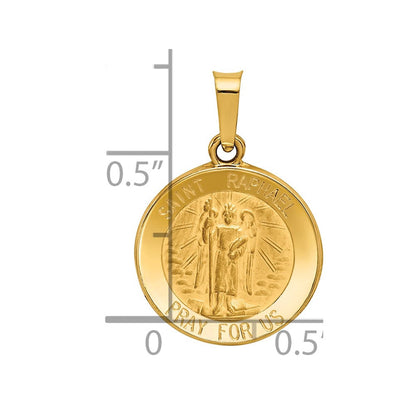 14K Gelbgold 14K Poliert und Satiniert St Raphael Medaille Hohl Anhänger
