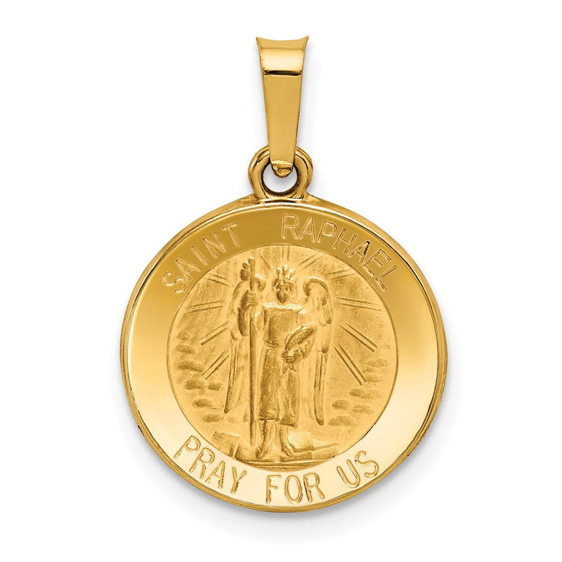 14K Gelbgold 14K Poliert und Satiniert St Raphael Medaille Hohl Anhänger