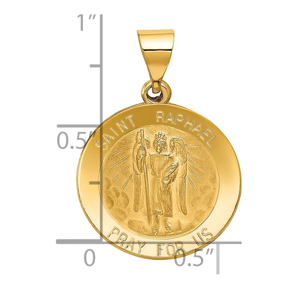 14K Gelbgold 14K Poliert und Satiniert St Raphael Medaille Hohl Anhänger