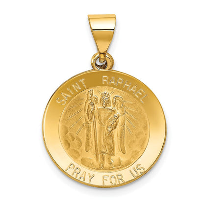 14K Gelbgold 14K Poliert und Satiniert St Raphael Medaille Hohl Anhänger