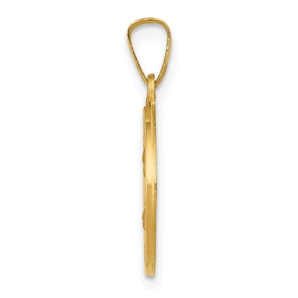 14K Gelbgold 14K Poliert und Satiniert St Theresa Medaille Hohl Anhänger