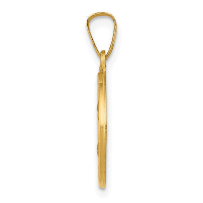 14K Gelbgold 14K Poliert und Satiniert St Theresa Medaille Hohl Anhänger