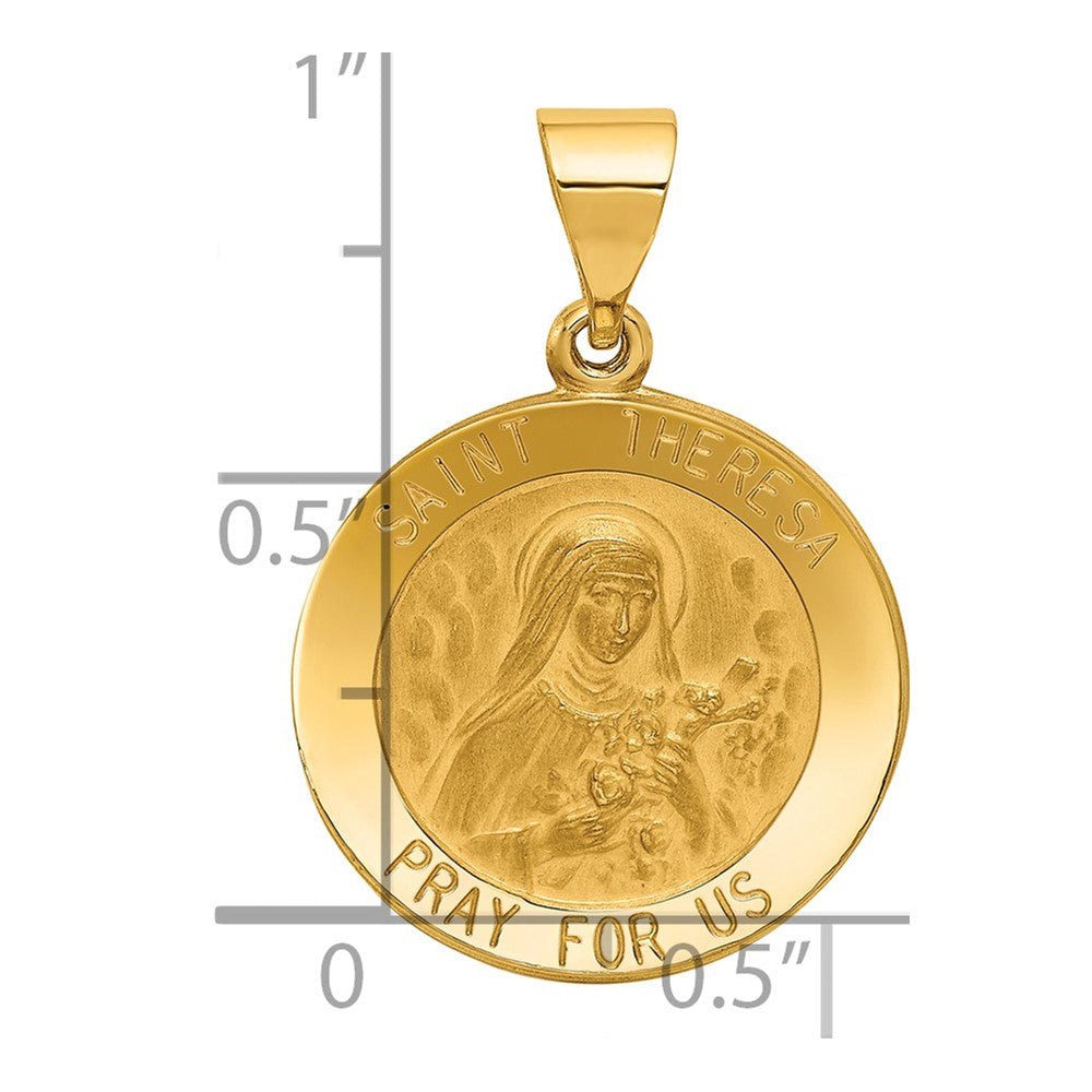 14K Gelbgold 14K Poliert und Satiniert St Theresa Medaille Hohl Anhänger