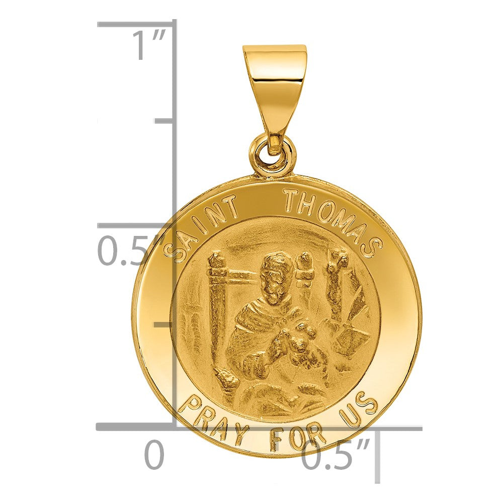 14K Gelbgold 14K Poliert und Satiniert St Thomas Medaille Hohl Anhänger