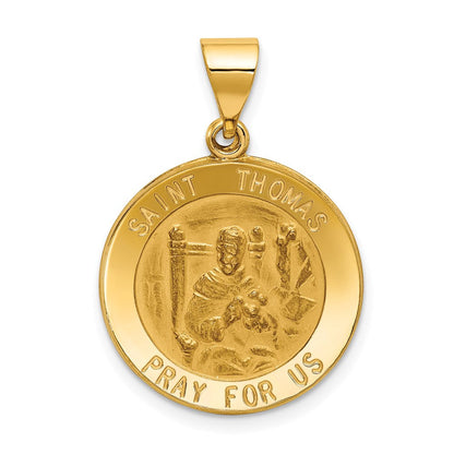 14K Gelbgold 14K Poliert und Satiniert St Thomas Medaille Hohl Anhänger