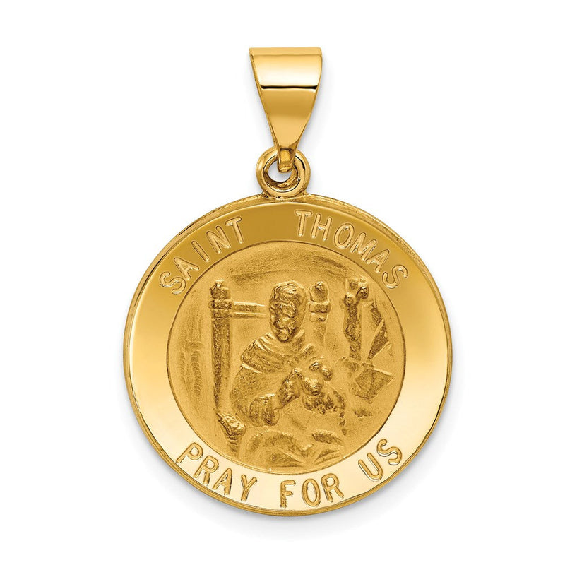 14K Gelbgold 14K Poliert und Satiniert St Thomas Medaille Hohl Anhänger