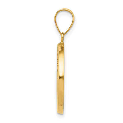 14K Gelbgold 14K Poliert/satin First Heilig Kommunion Medaille Hohl Anhänger