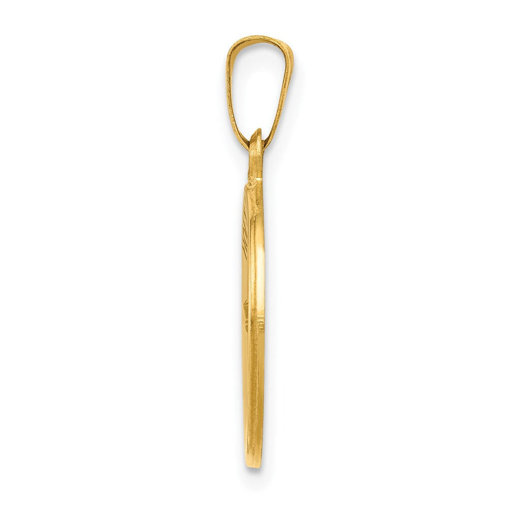 14K Gelbgold 14K Poliert und Satiniert Heilig Kommunion Medaille Hohl Anhänger