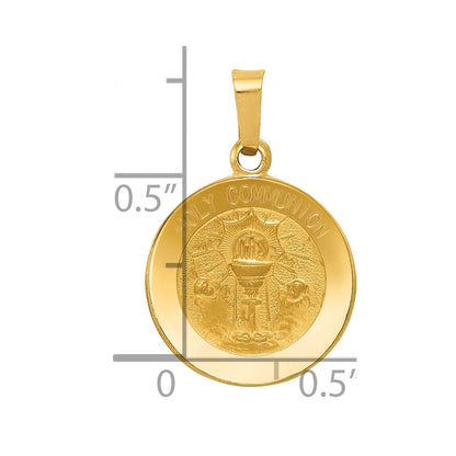 14K Gelbgold 14K Poliert und Satiniert Heilig Kommunion Medaille Hohl Anhänger