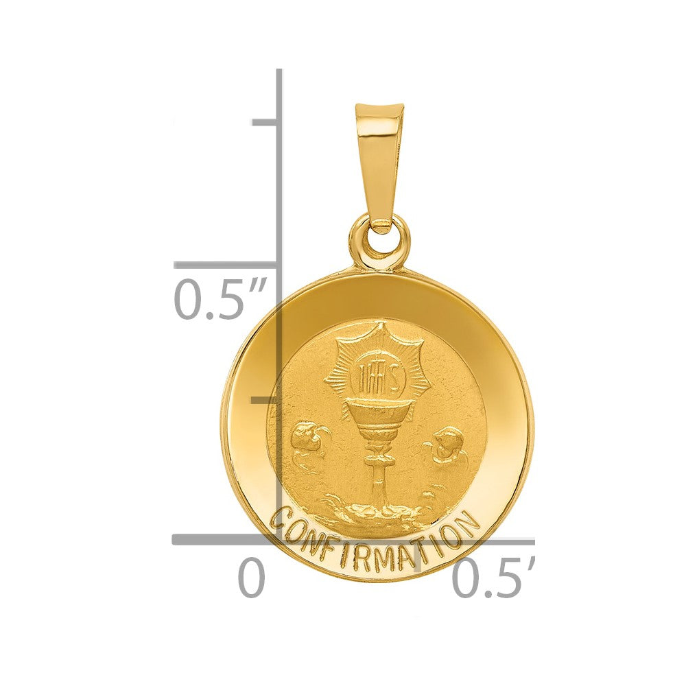 14K Gelbgold 14K Poliert und Satiniert Firmung Medaille Hohl Anhänger