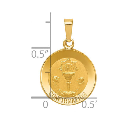 14K Gelbgold 14K Poliert und Satiniert Firmung Medaille Hohl Anhänger