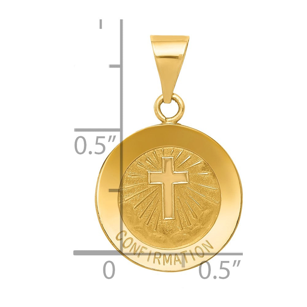 14K Gelbgold 14K Poliert und Satiniert Firmung Medaille Hohl Anhänger