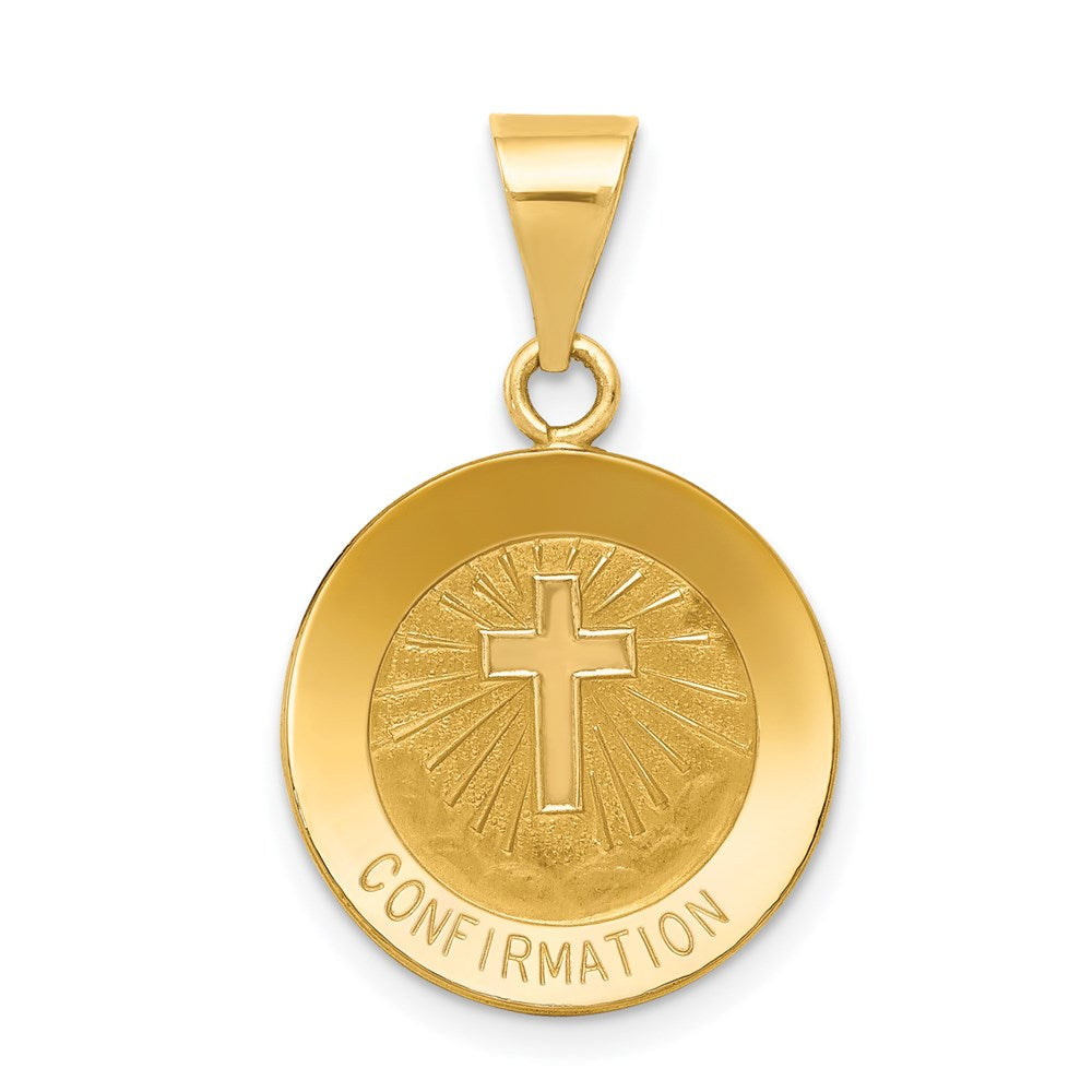 14K Gelbgold 14K Poliert und Satiniert Firmung Medaille Hohl Anhänger
