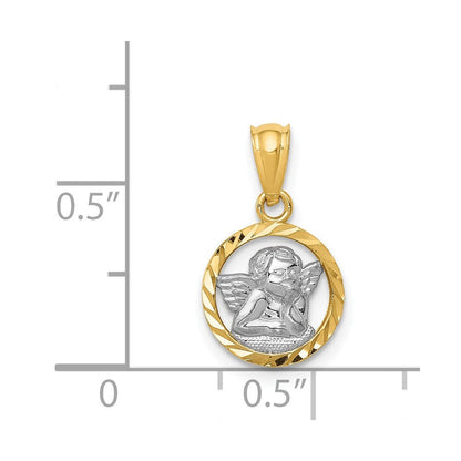 14K Gelb & Rhodium 14K mit Rhodium Cherub Anhänger